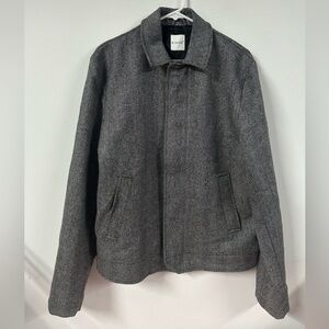 RARE Eidos Napoli 52R Wool Cashmere Full Zip Black White Bomber Jacket Italy